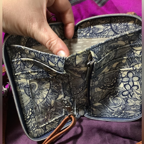 Sakroots Blue and Brown Crossbody Bag with Sunburst Design - Picture 5 of 5